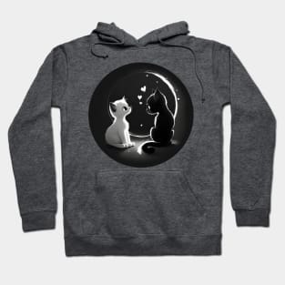 Cute black and white cats in love Hoodie